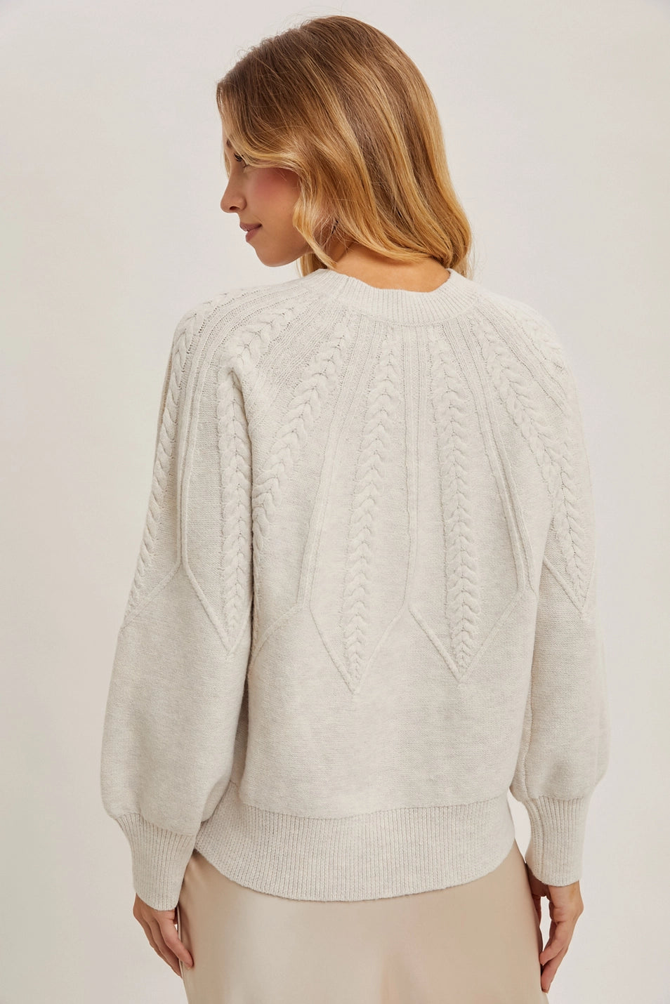 Crew Neck Cable Knit Sweater