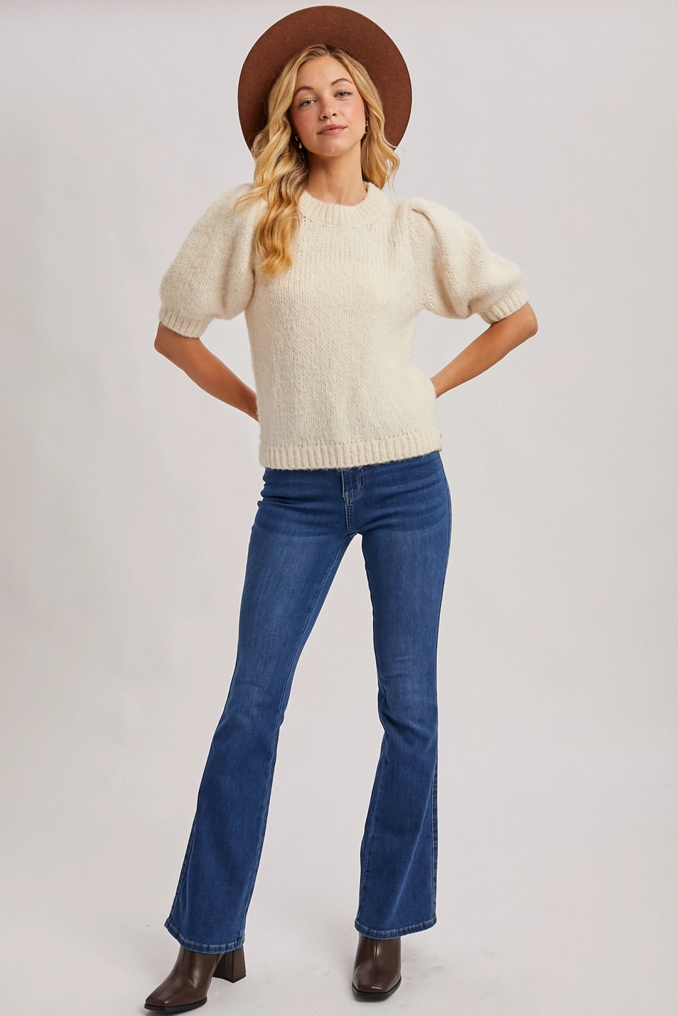 Puff Sleeved Knit Sweater
