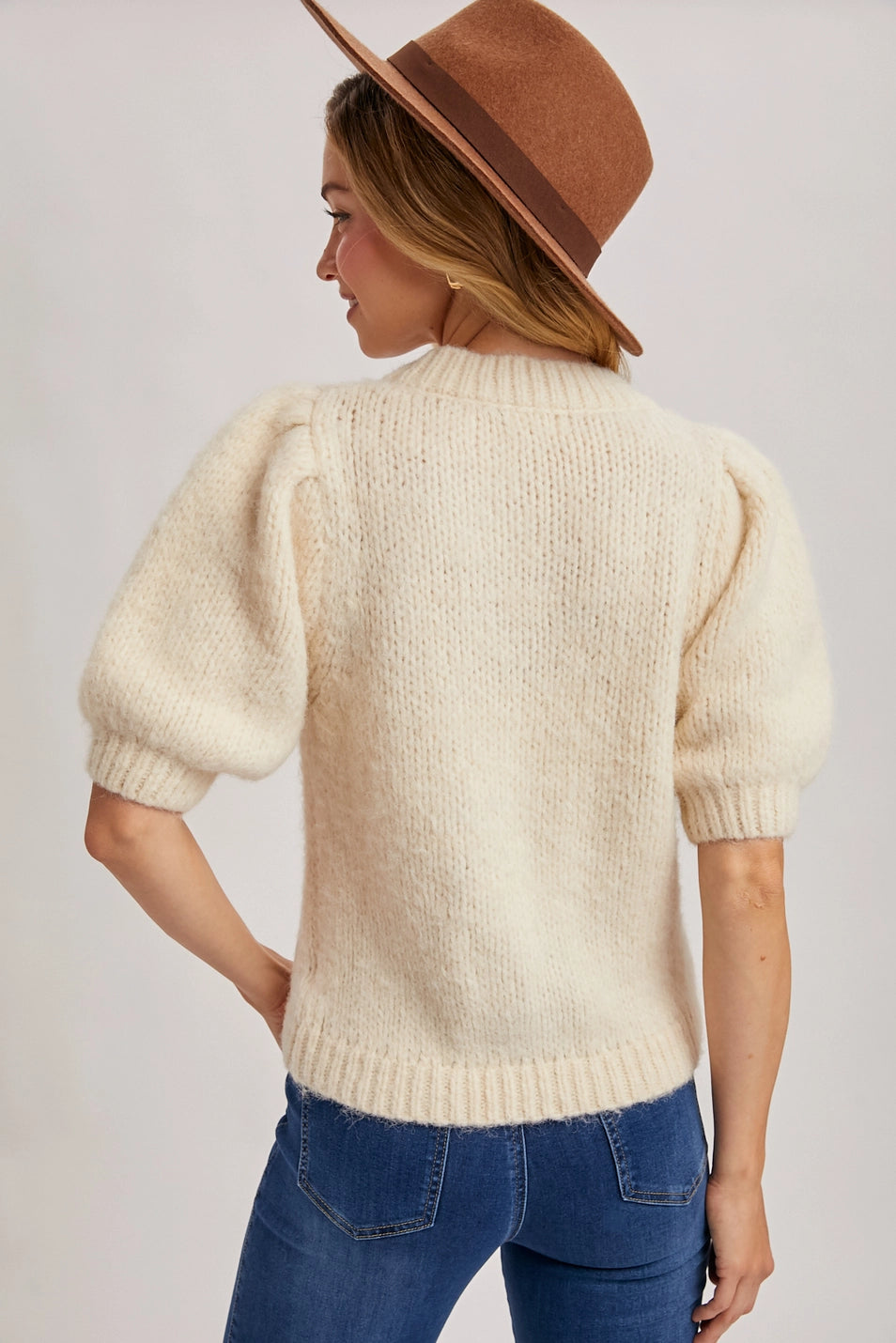 Puff Sleeved Knit Sweater