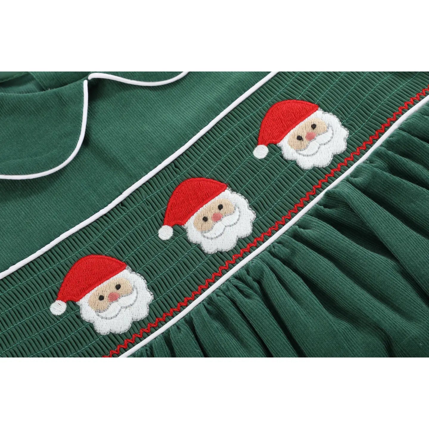 Green Corduroy Santa Smocked Dress