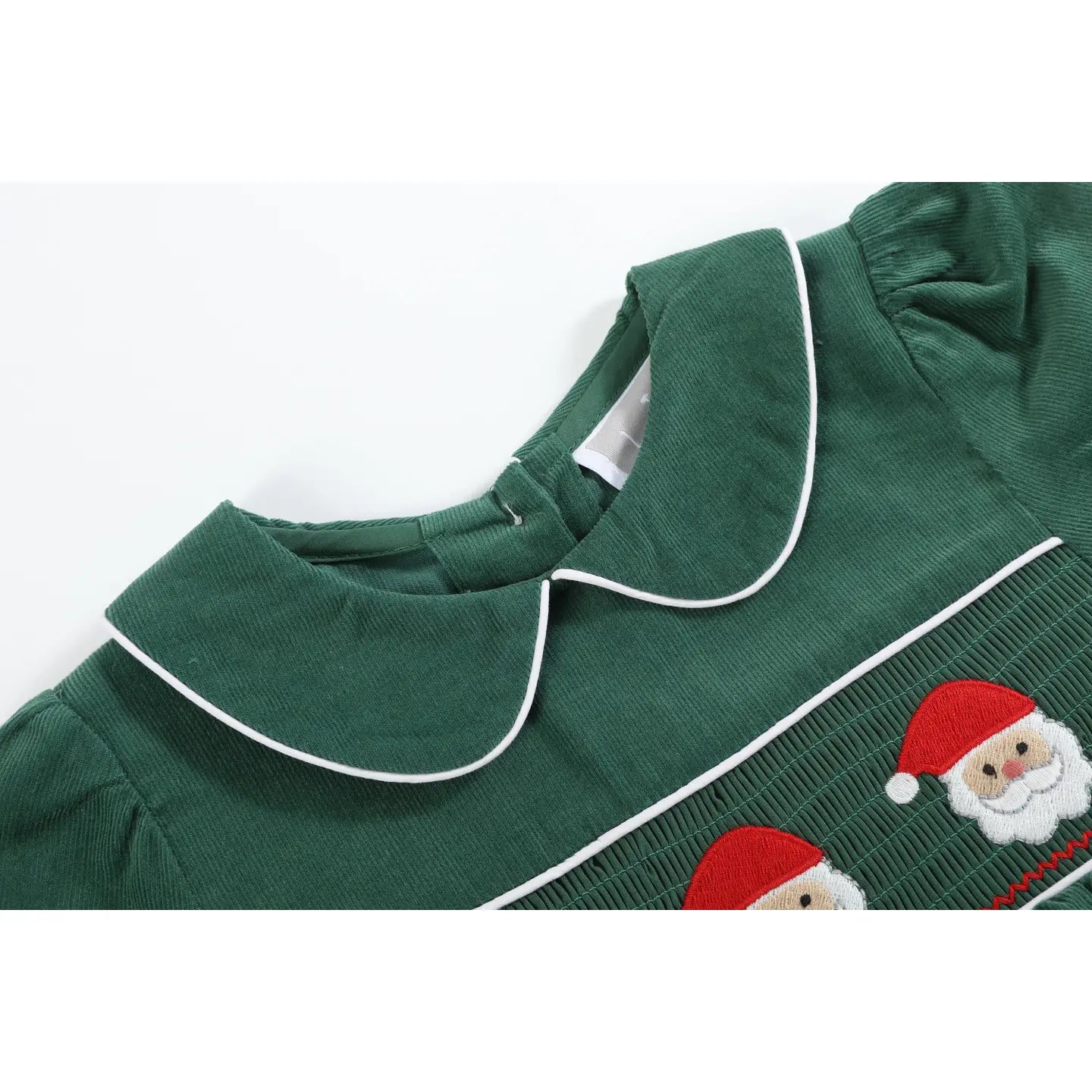 Green Corduroy Santa Smocked Dress