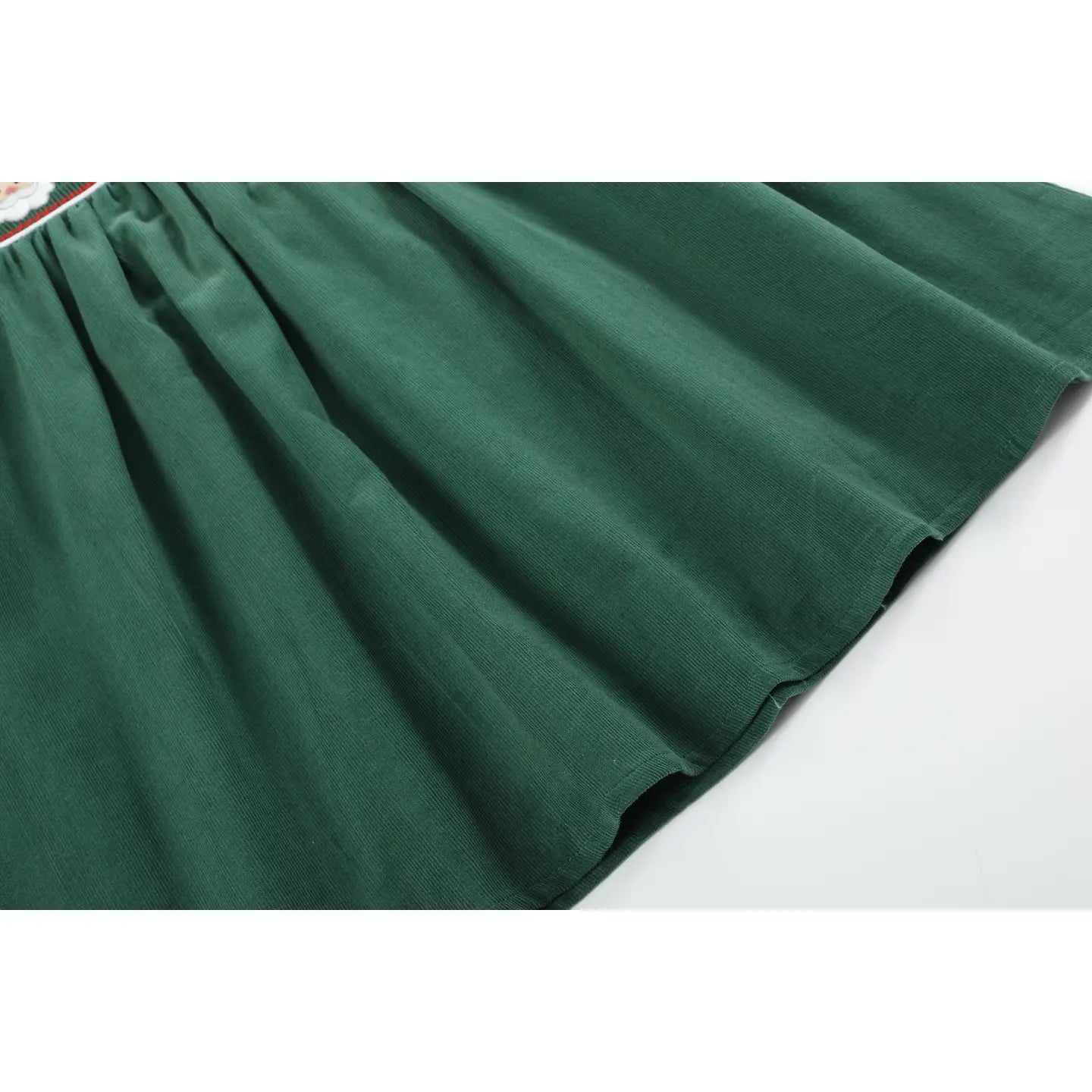 Green Corduroy Santa Smocked Dress