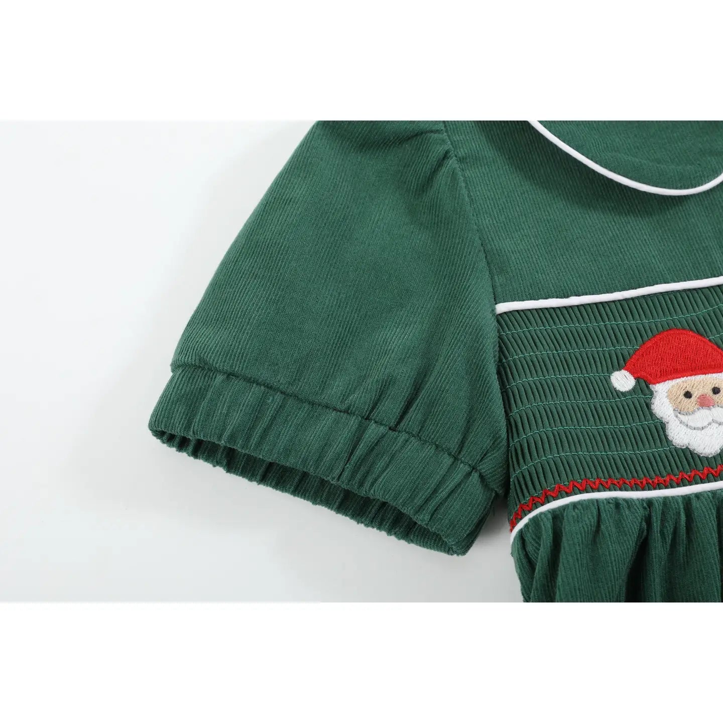 Green Corduroy Santa Smocked Dress