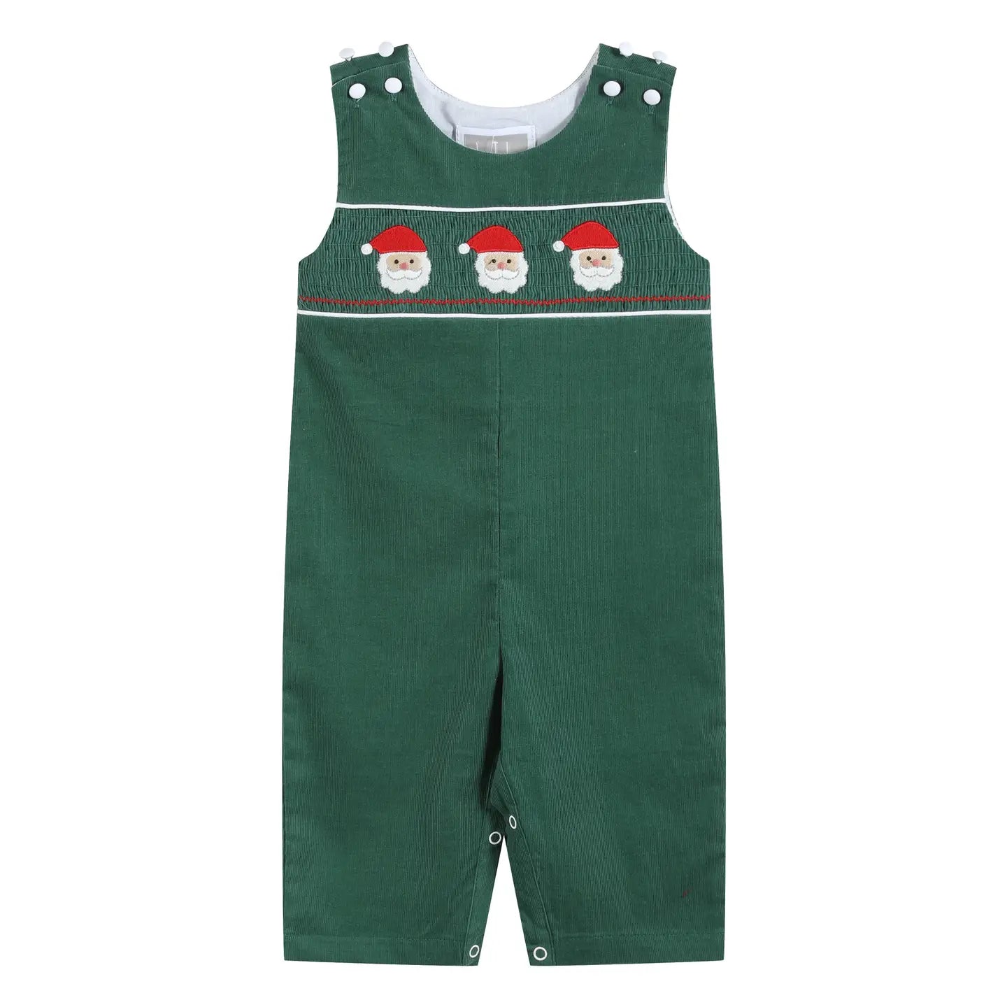 Green Corduroy Santa Smocked Overalls