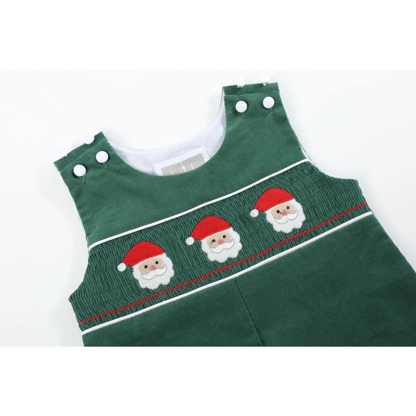 Green Corduroy Santa Smocked Overalls