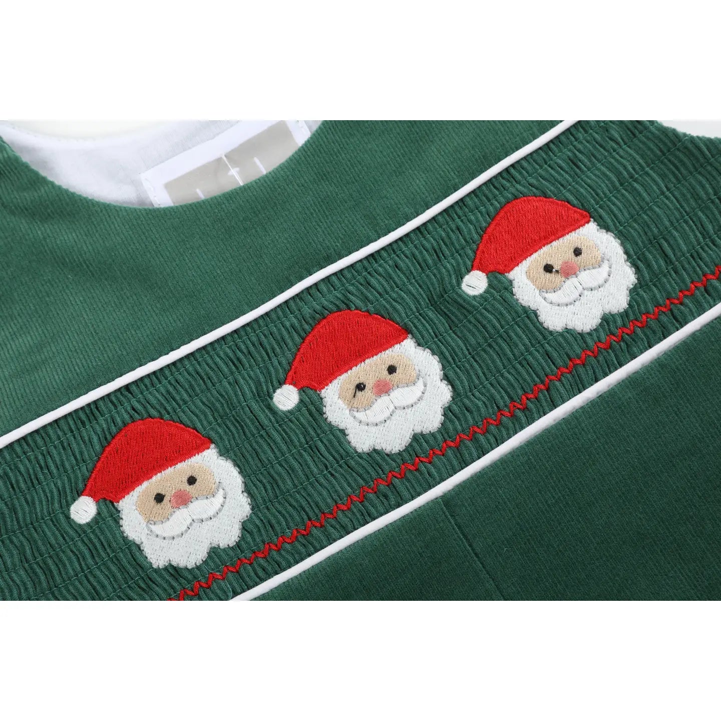 Green Corduroy Santa Smocked Overalls
