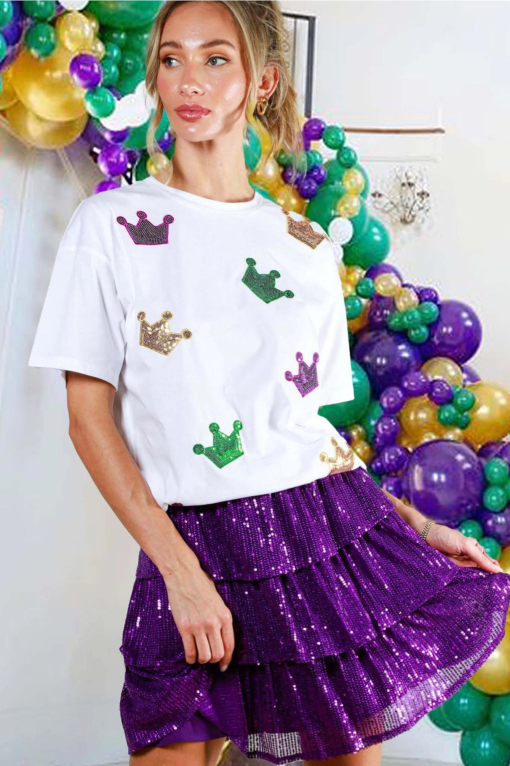 Mardi Gras Mambo Crown Sequin Top