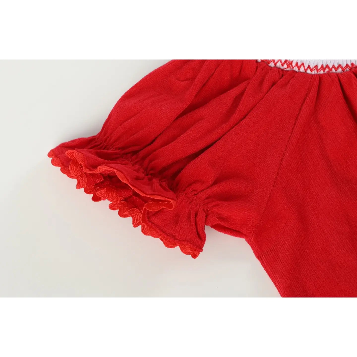 Red Velvet Christmas Smocked Bishop Dress