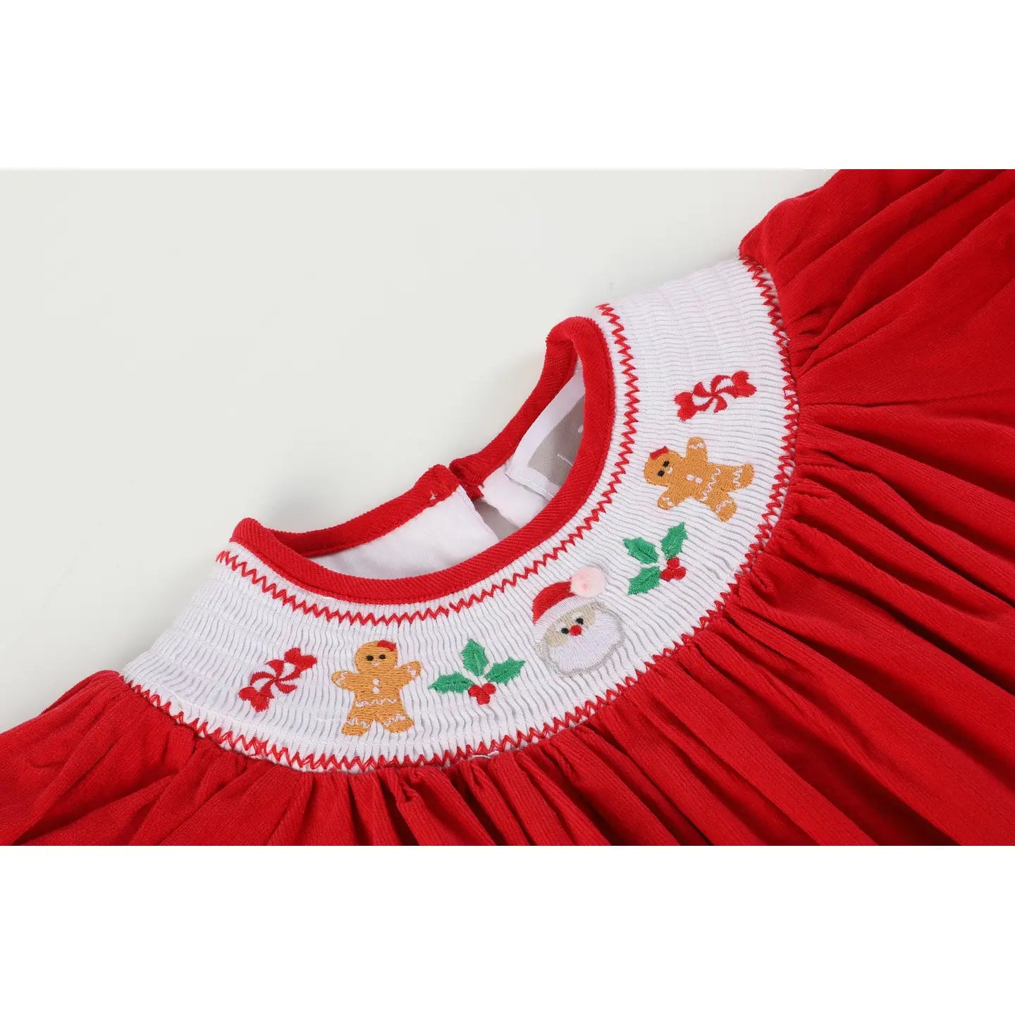 Red Velvet Christmas Smocked Bishop Dress
