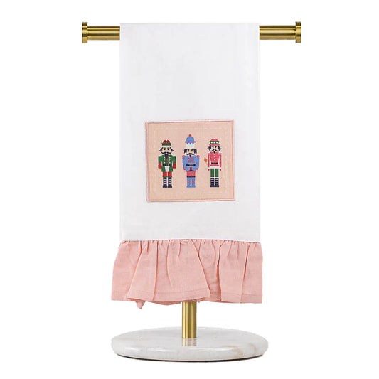 Nutcracker March Ruffle Hand Towel White/Light Pink/Multi 20x28