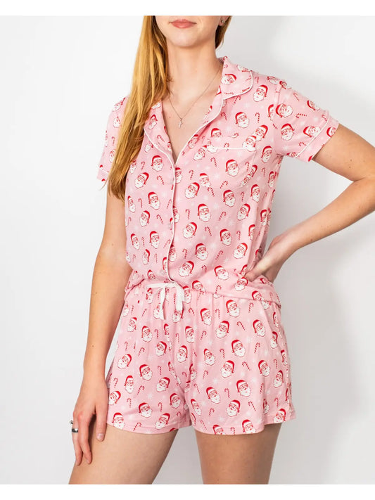 Candy Cane Cutie Sleep Shorts Light Pink/Red/White