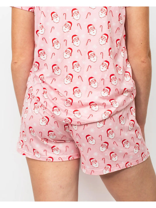 Candy Cane Cutie Sleep Shorts Light Pink/Red/White