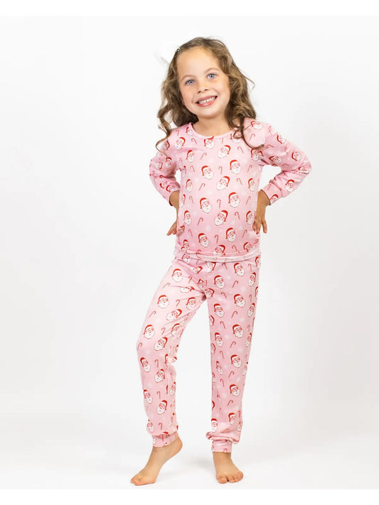 Kid's Candy Cane Cutie Long Sleeve Pajamas Light Pink/Red/White