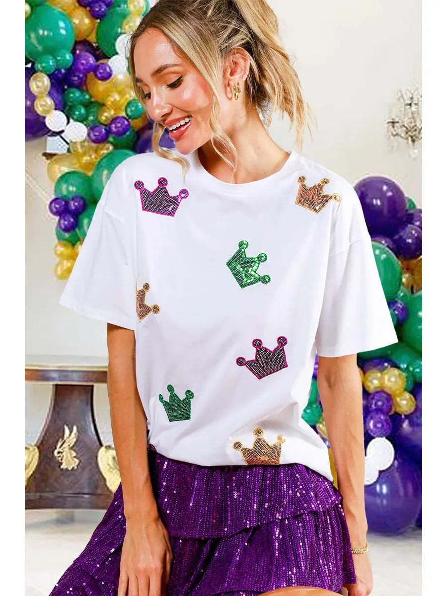Mardi Gras Mambo Crown Sequin Top