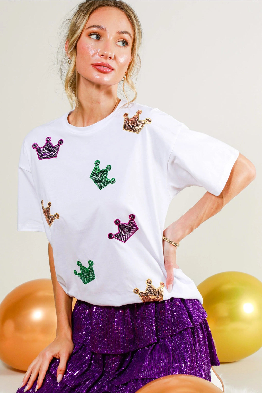 Mardi Gras Mambo Crown Sequin Top
