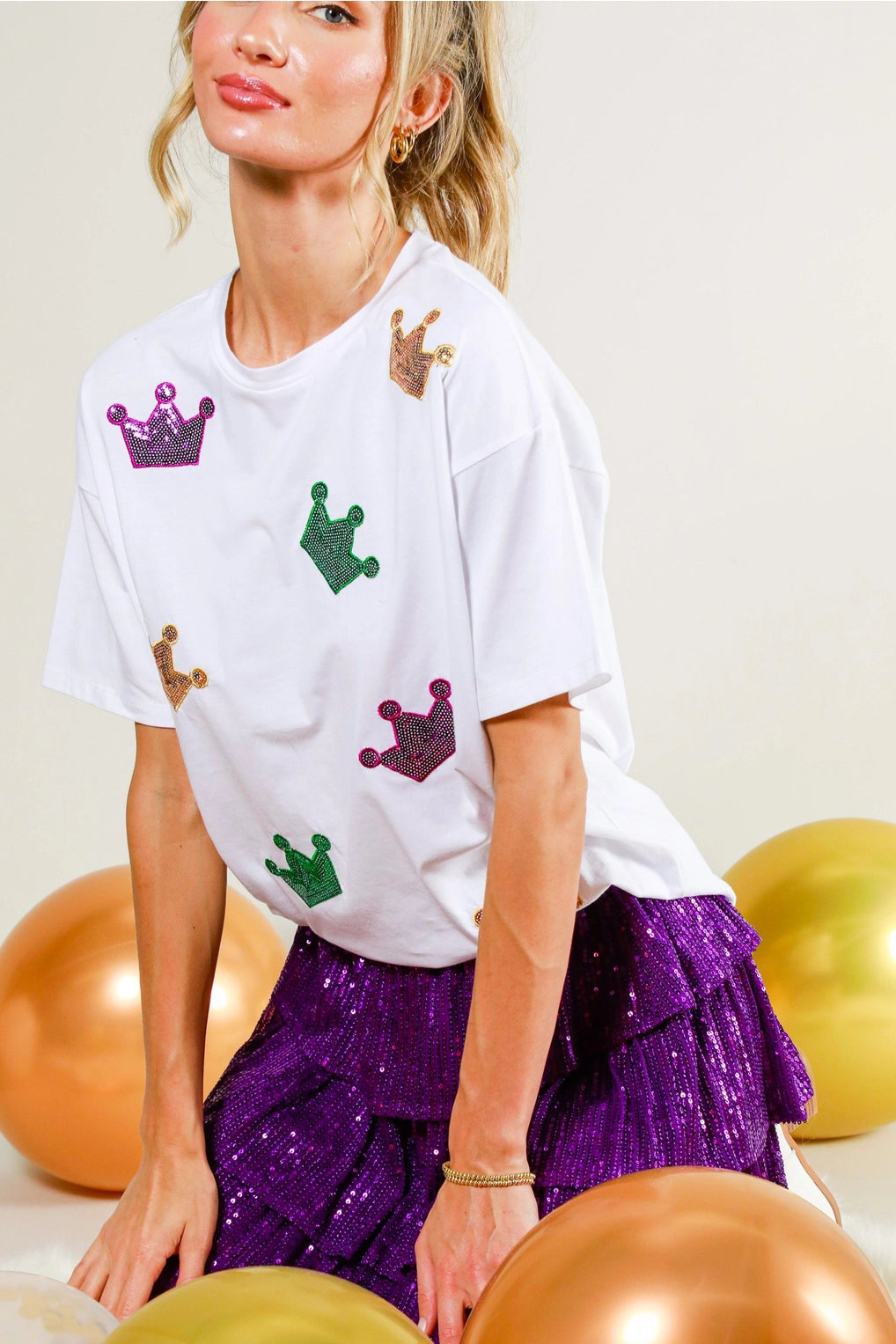 Mardi Gras Mambo Crown Sequin Top