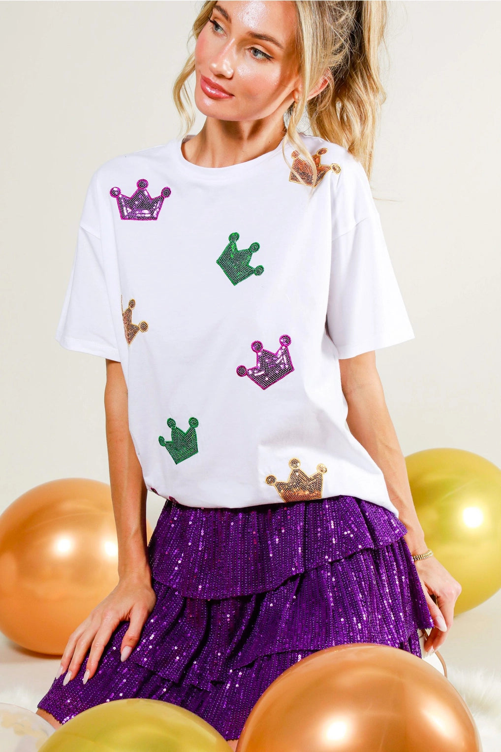 Mardi Gras Mambo Crown Sequin Top