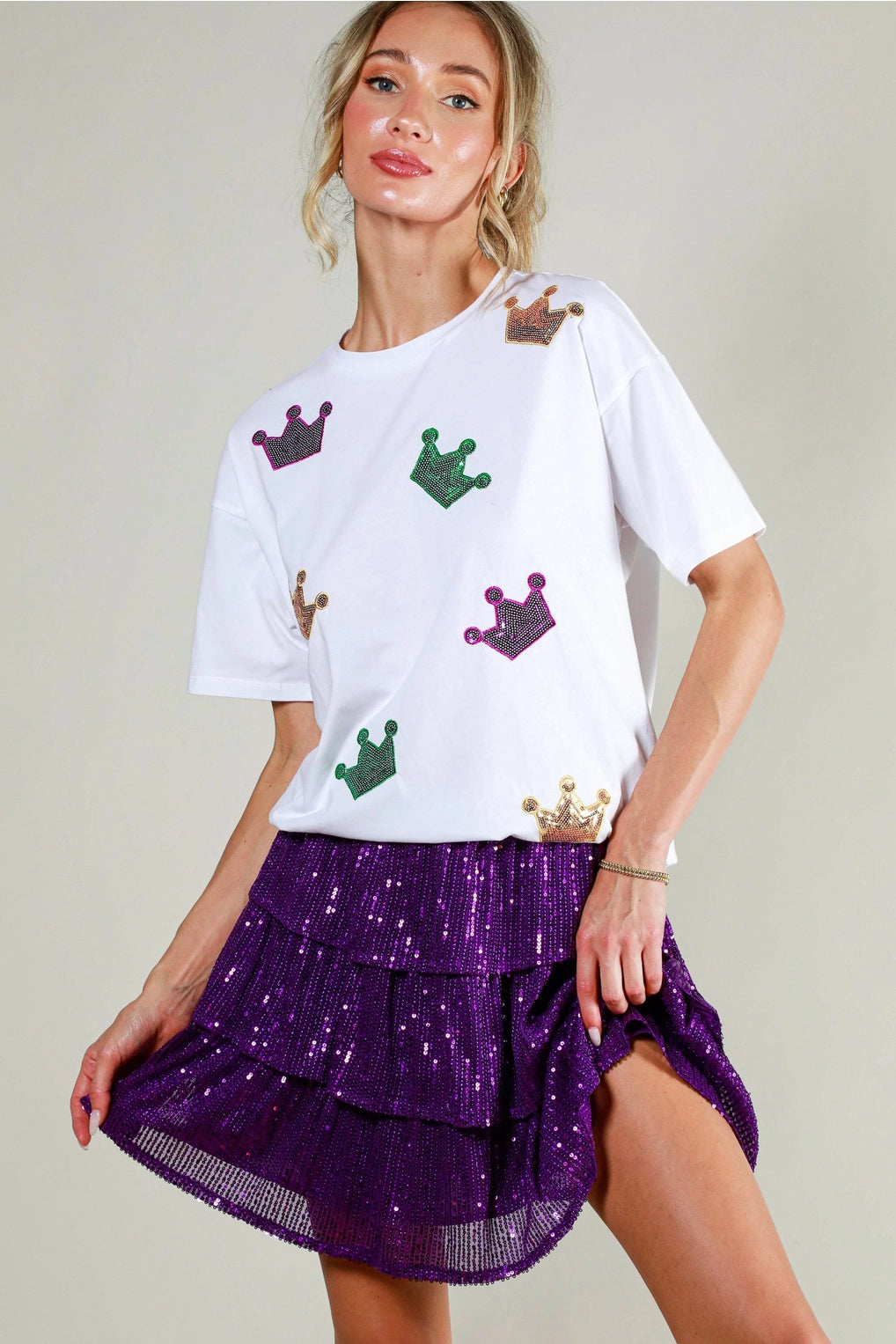 Mardi Gras Mambo Crown Sequin Top