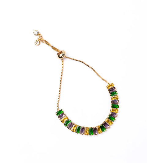 Marissa Stone Slide Bracelet Gold/Green/Yellow/Purple 9.5"