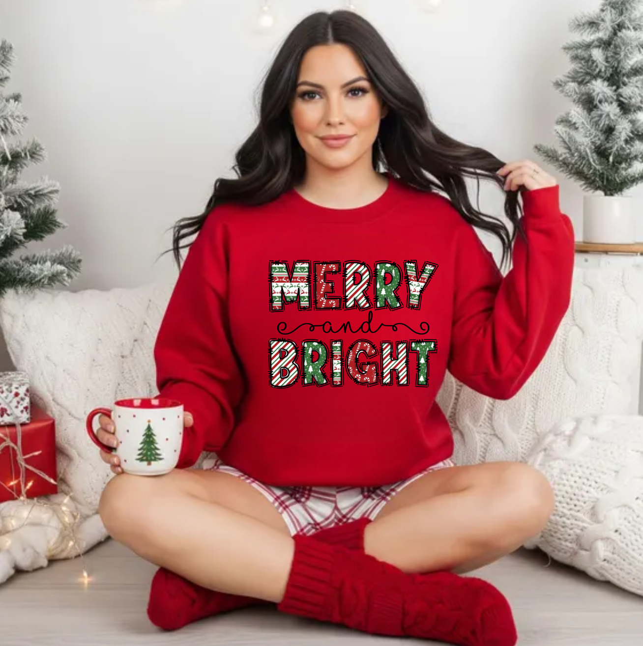 Merry and bright Red Sweatshirt