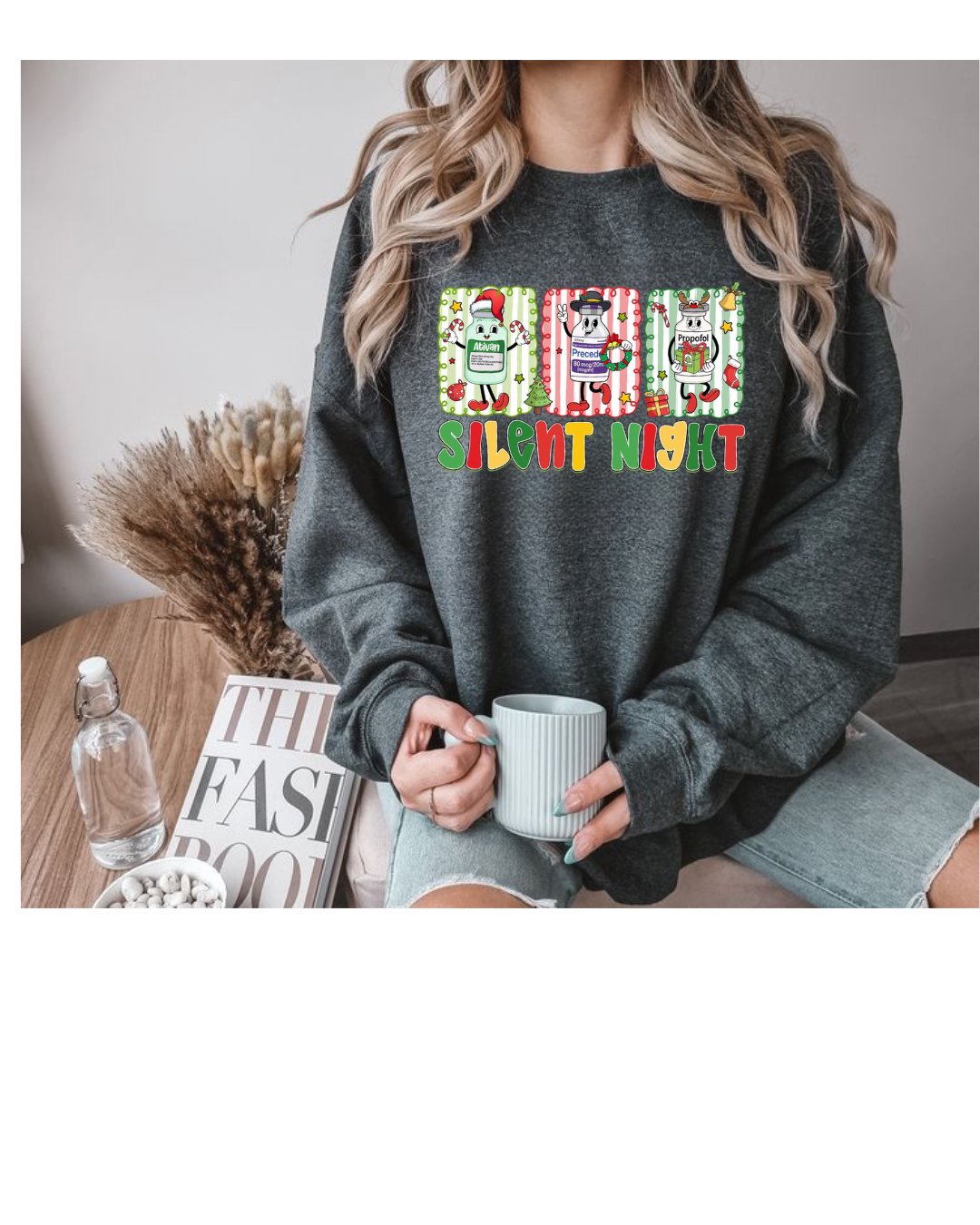 SILENT NIGHT -Nurse Sweatshirt  grey